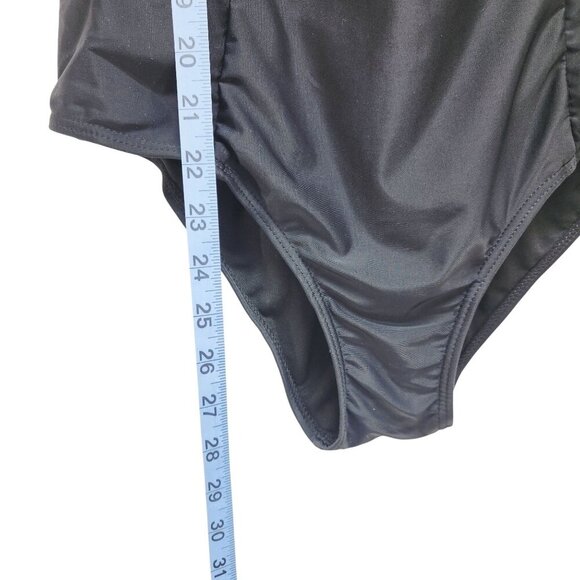 Halter Neck Color Block black pink One-Piece Swimsuit  Back Closure Size 12W - Picture 5 of 9